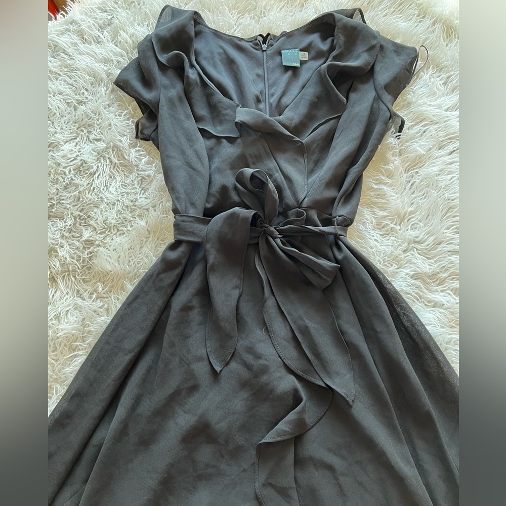 Gabby Skye Black Asymmetrical Wrap Sundress